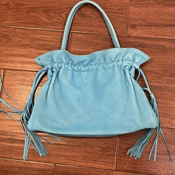 Roberta Gandolfi Turquoise Fringe Tassel Leather Shoulder Bag - Picture 4 of 11